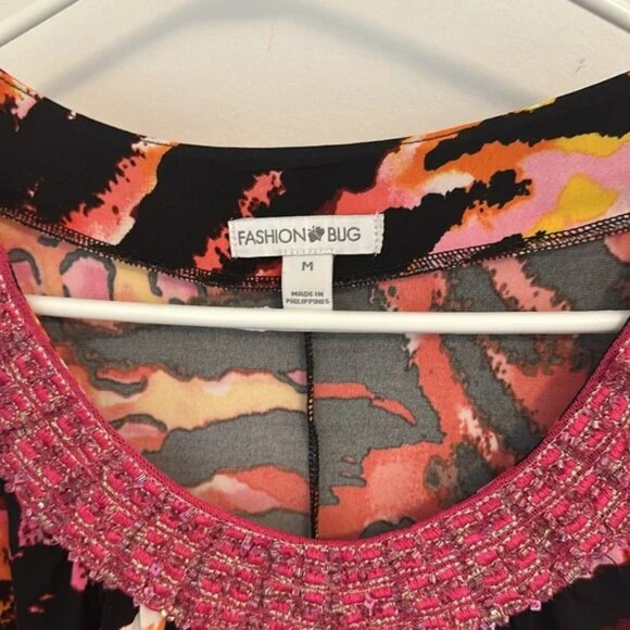 Fashion Bug Beaded Neck Animal Print Mini Dress Sz M - Picture 2 of 4